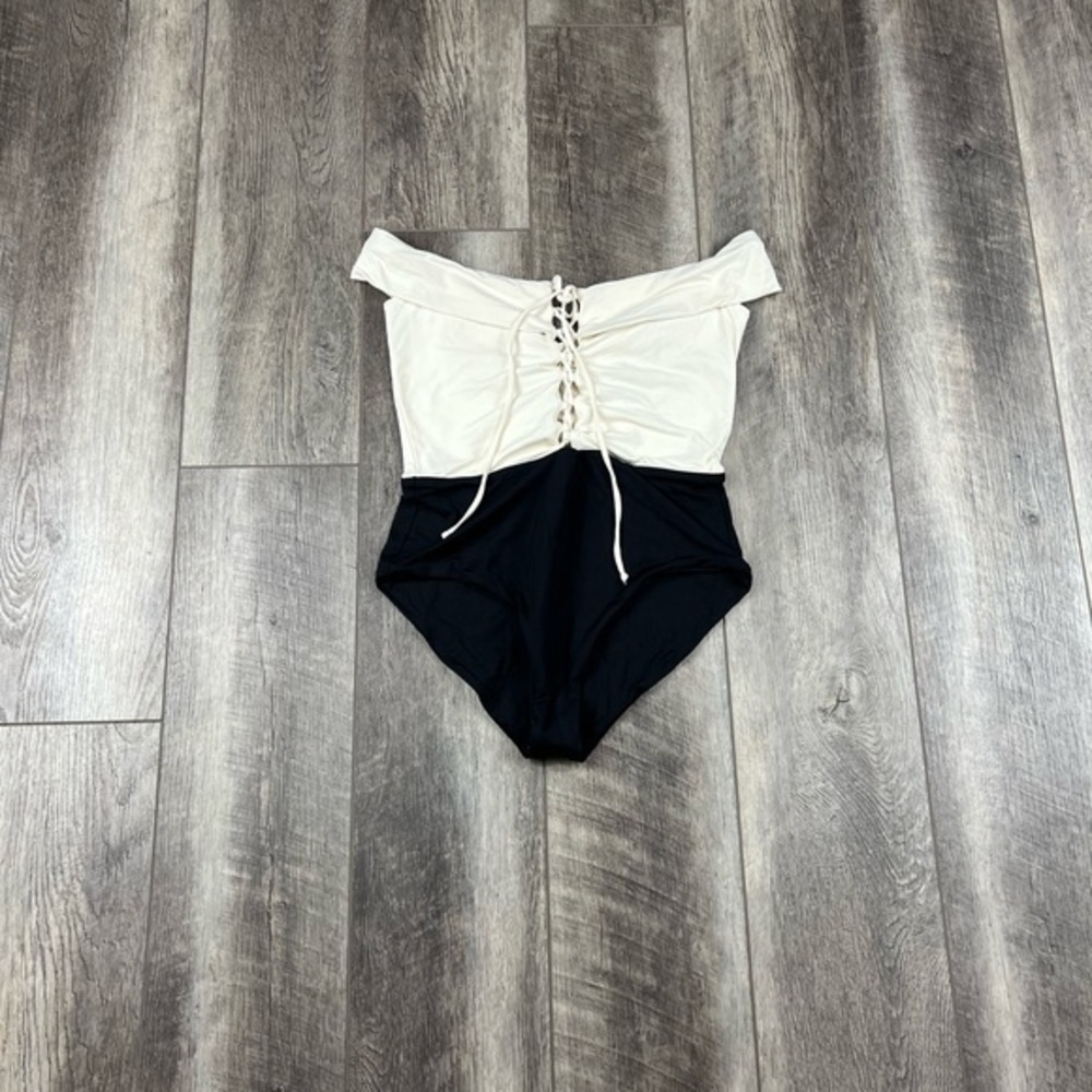 L*Space‎ Anja Black/White Cutout One Piece Swimsuit